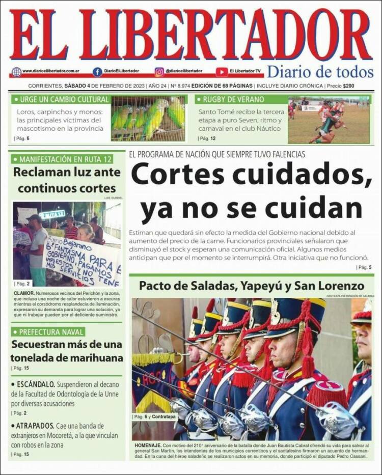 Portada de Diario El Libertador (Argentina)