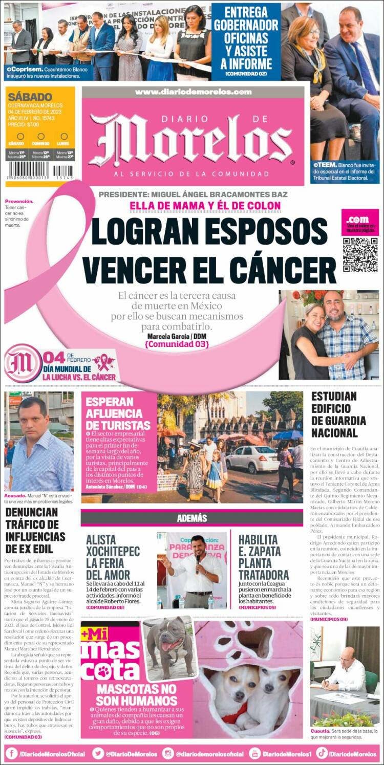 Portada de Diario de Morelos (México)