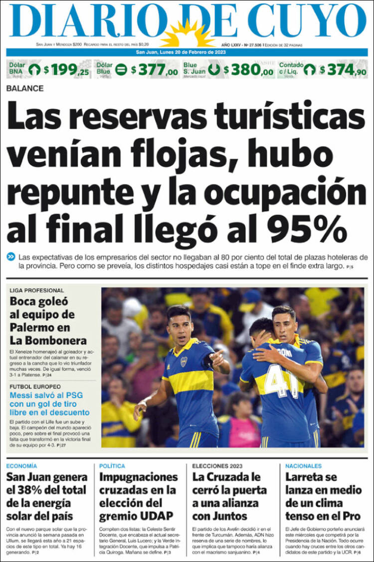 Portada de Diario de Cuyo (Argentina)
