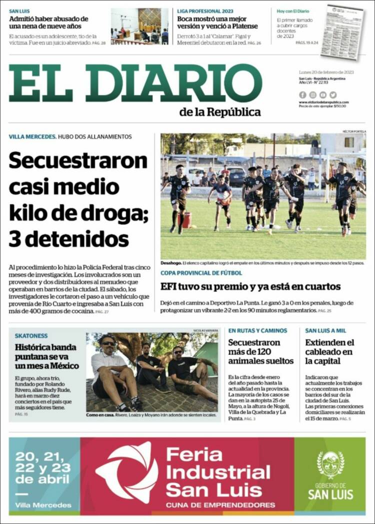 Portada de Diario de la República (Argentina)