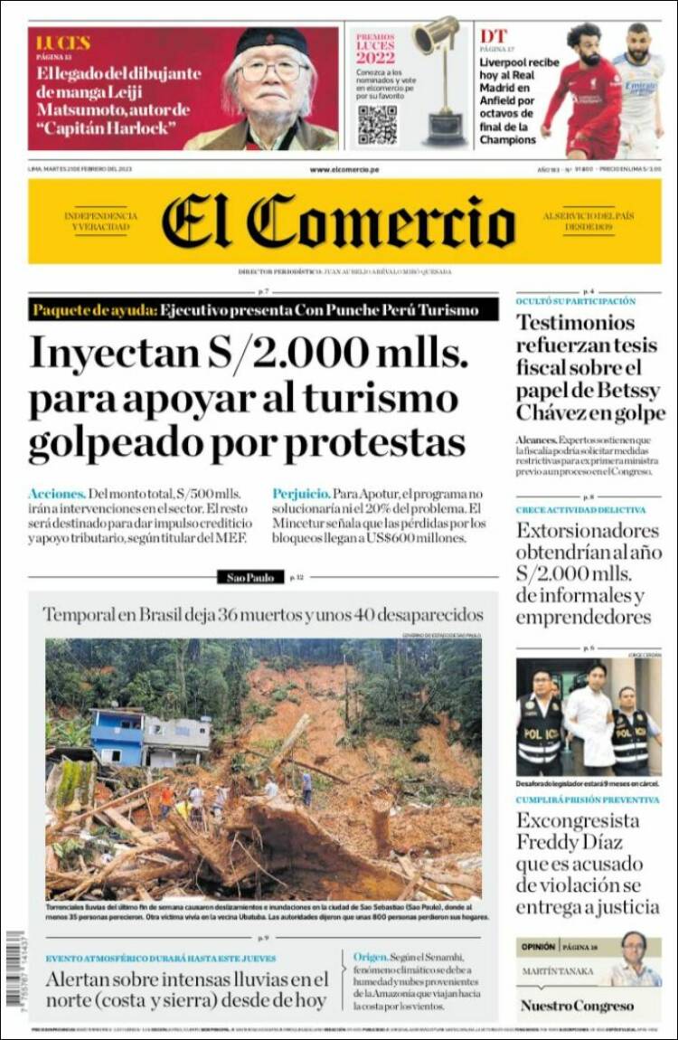 Portada de El Comercio (Perú)