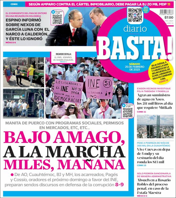 Portada de Diario Basta (México)