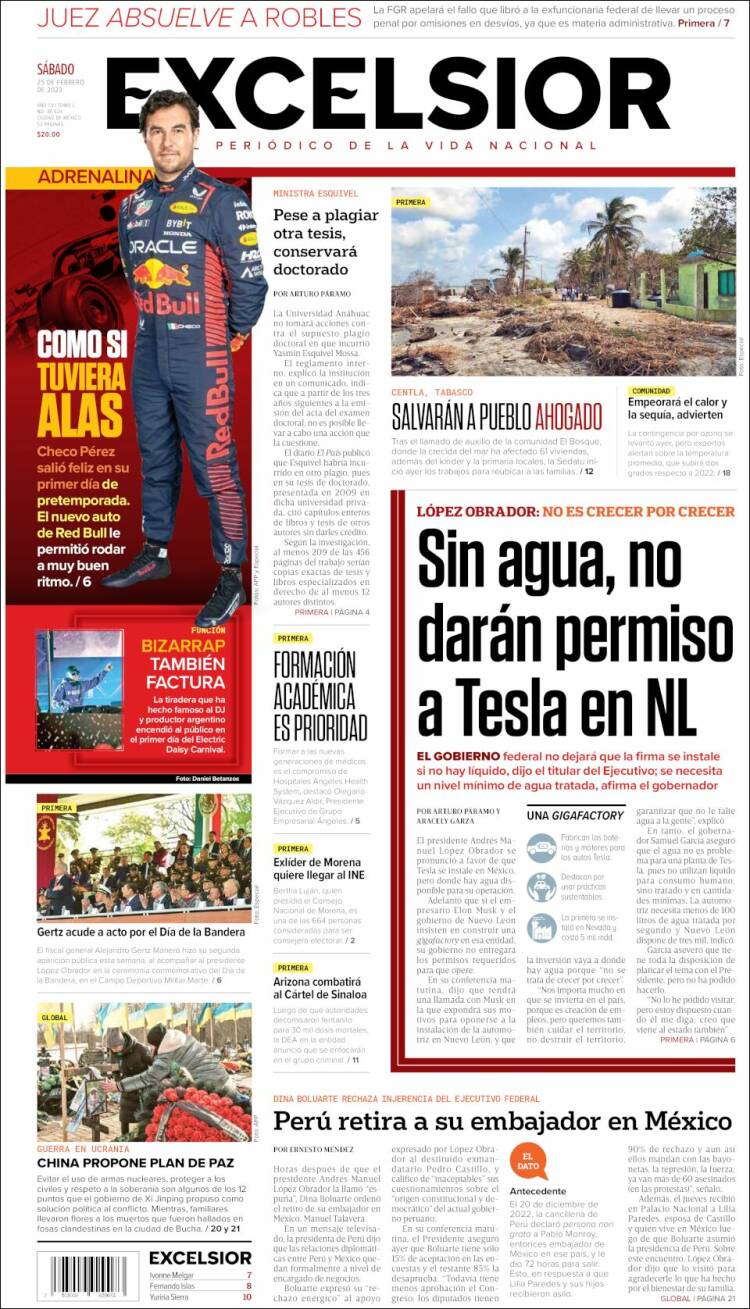 Portada de Excelsior (México)