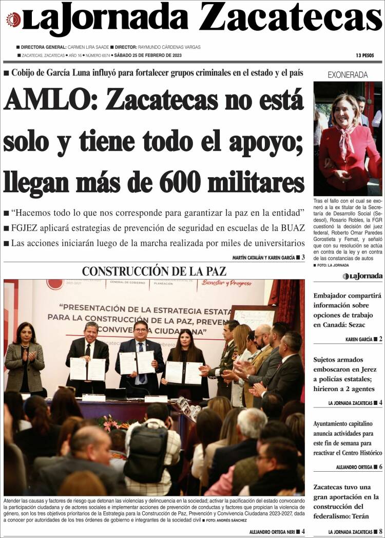 Portada de Jornada de Zacatecas (México)