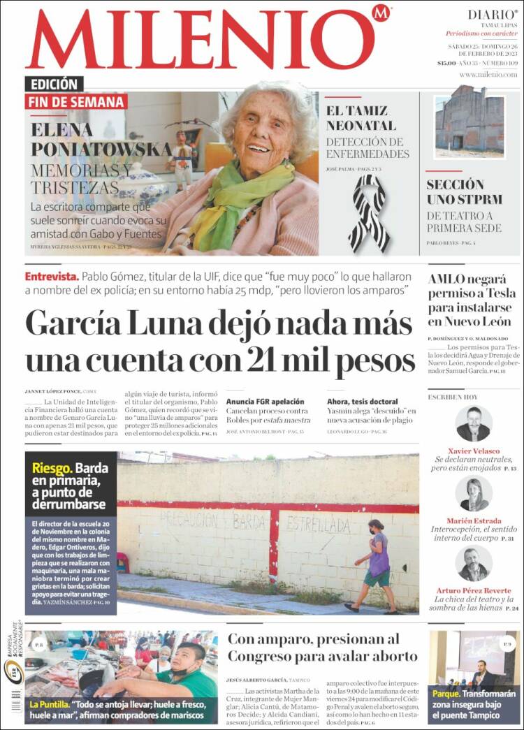 Portada de Milenio - Tamaulipas (México)