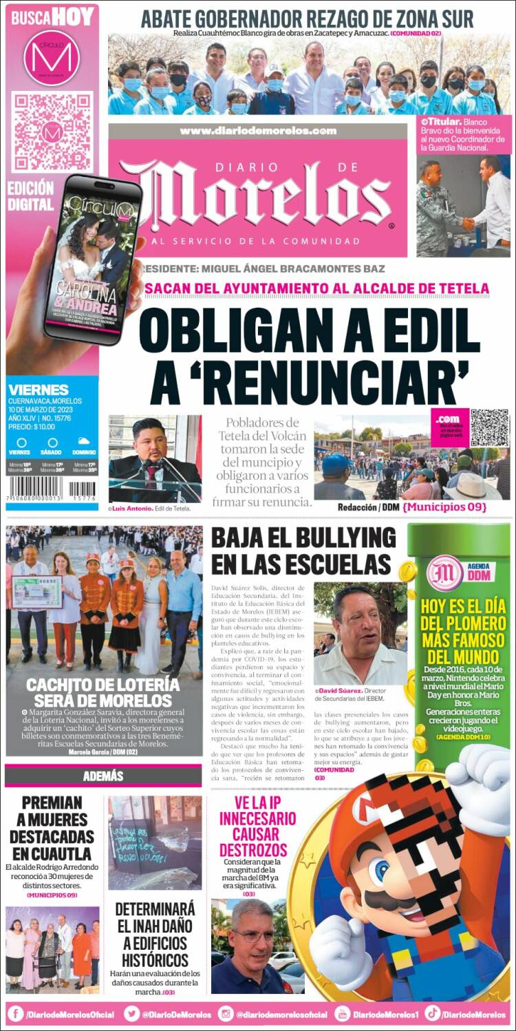 Portada de Diario de Morelos (México)