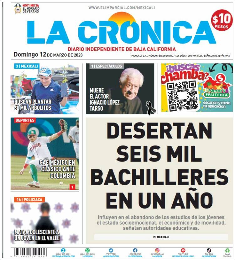 Portada de La Crónica de Baja California (Mexique)