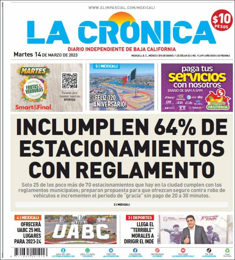 Portada de La Crónica de Baja California (México)