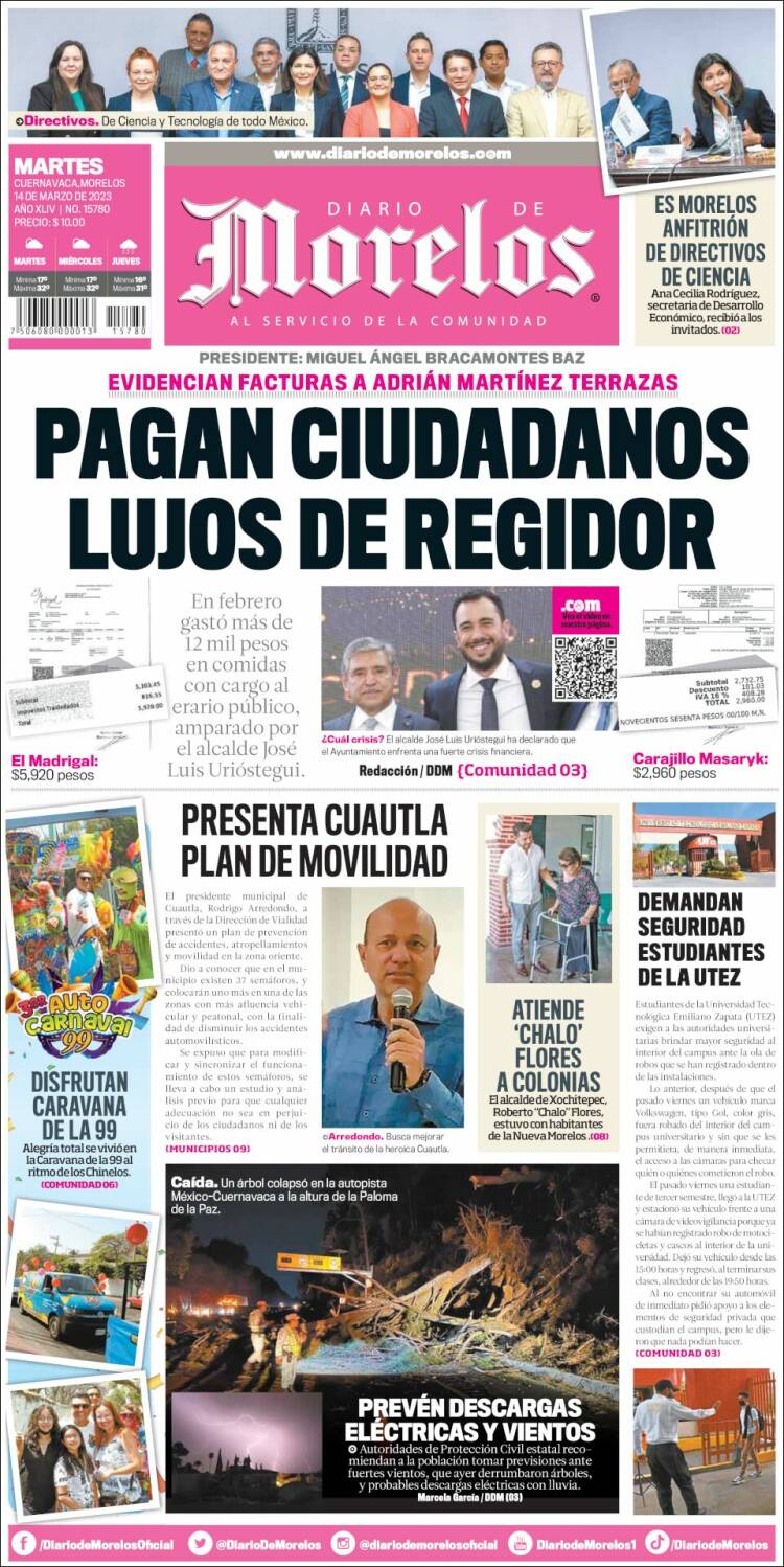 Portada de Diario de Morelos (México)