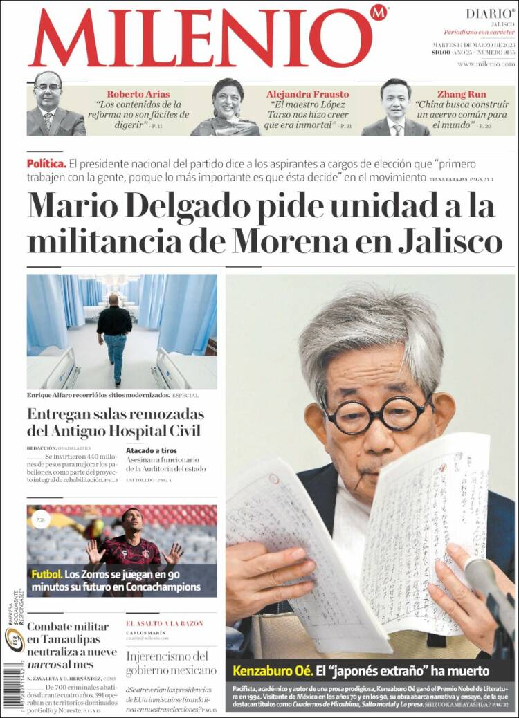 Portada de Milenio - Jalisco (México)