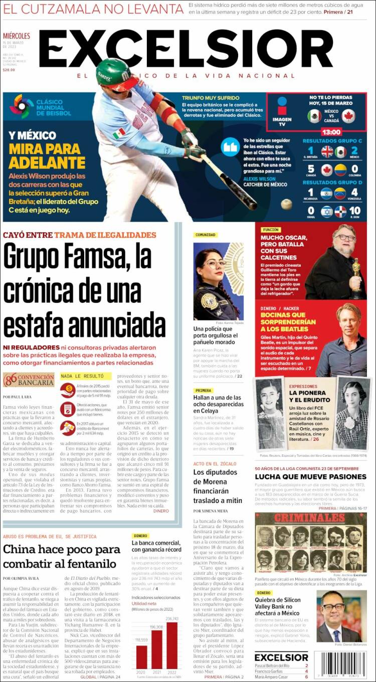 Portada de Excelsior (Mexique)