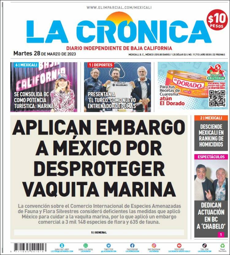 Portada de La Crónica de Baja California (México)