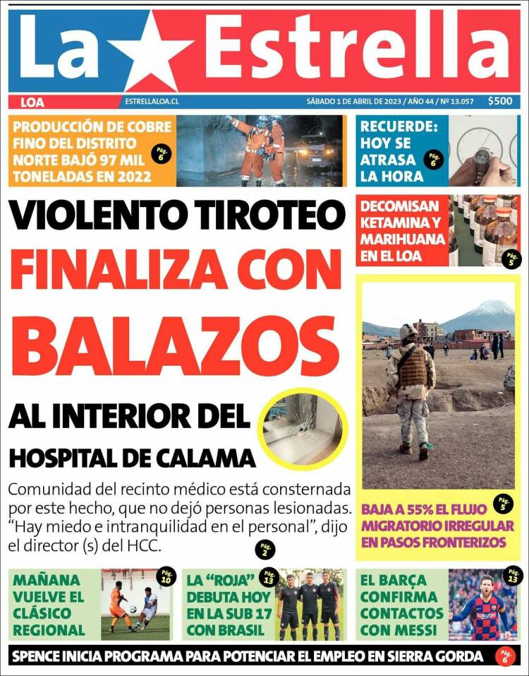 Portada de La Estrella de Loa (Chile)