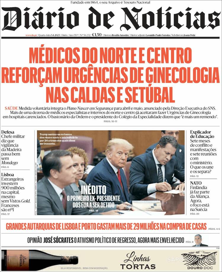 Portada de Diário de Noticias (Portugal)