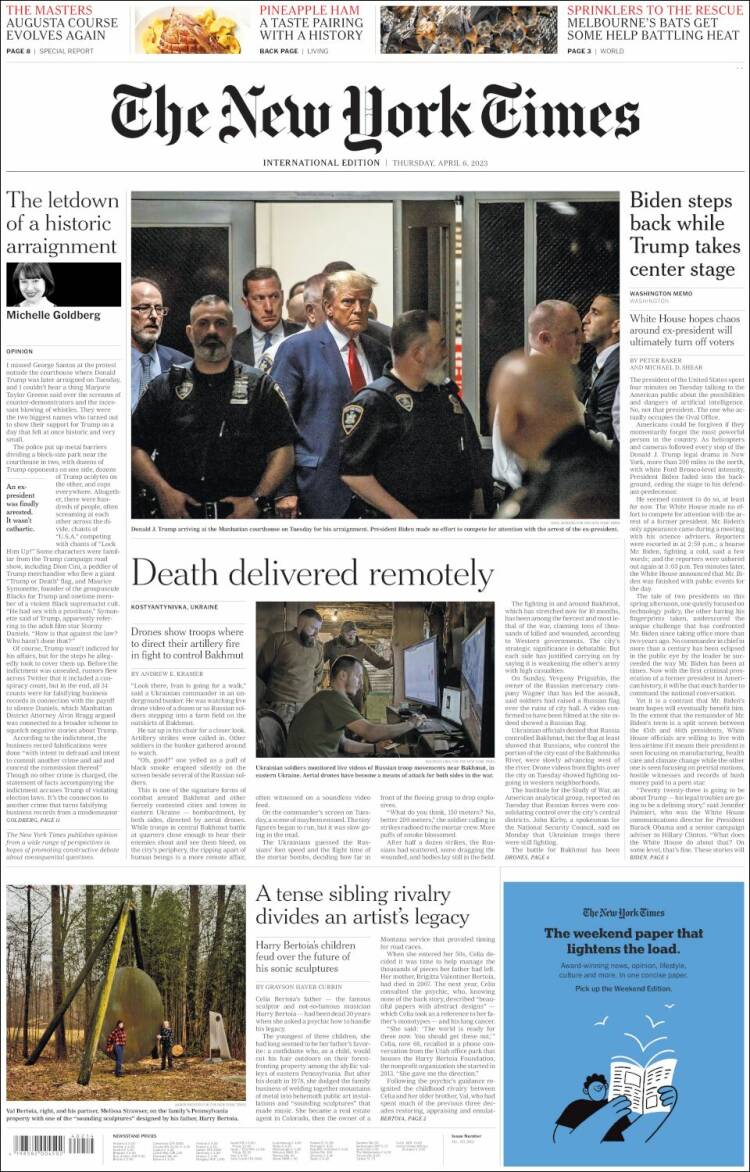 Portada de International New York Times (Europa)