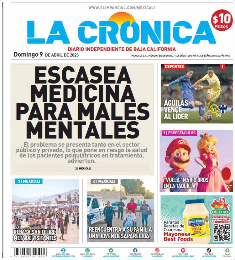 Portada de La Crónica de Baja California (México)