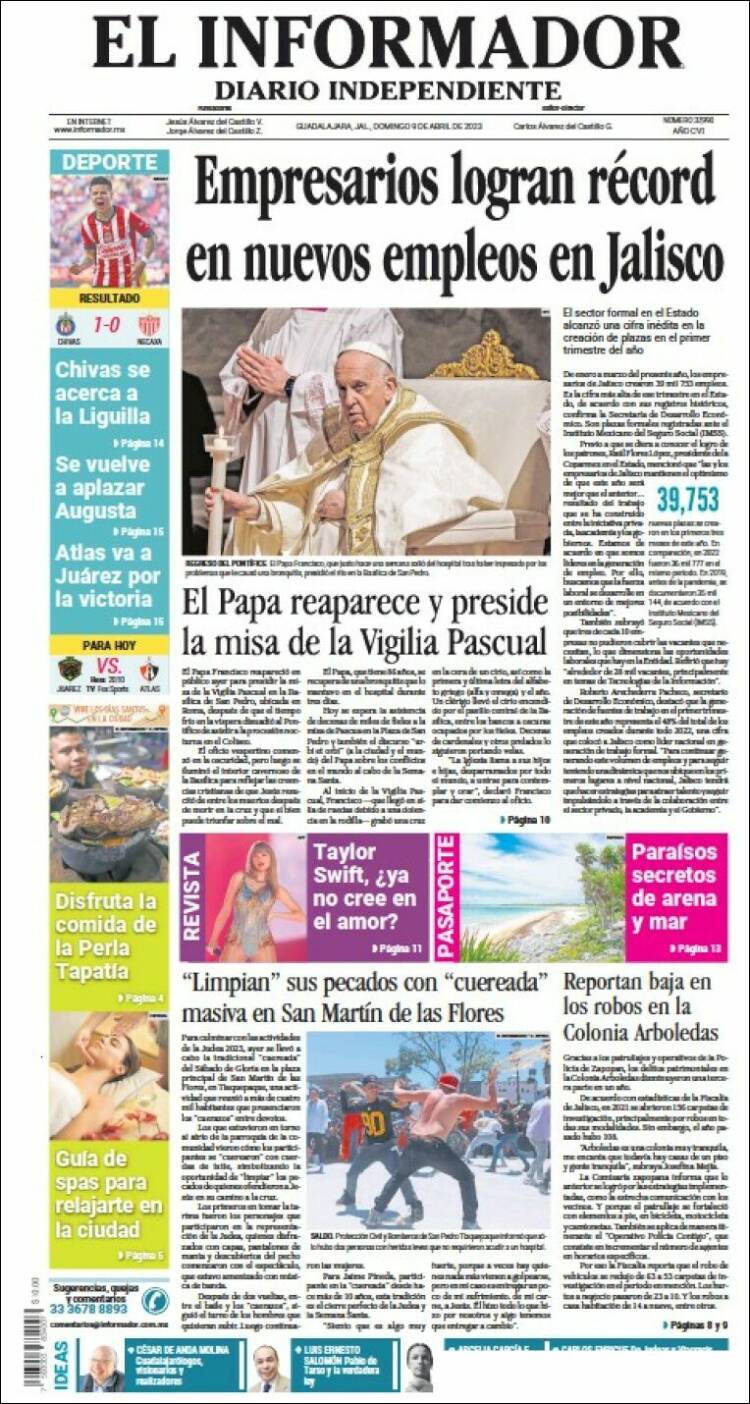 Portada de El Informador (México)