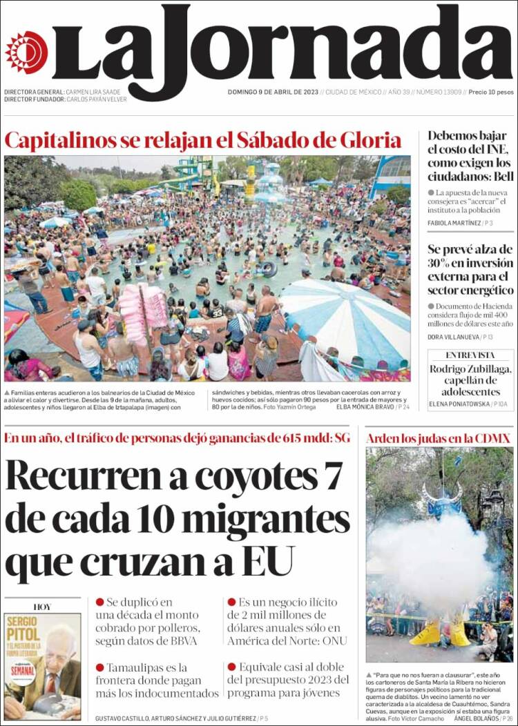 Portada de La Jornada (México)