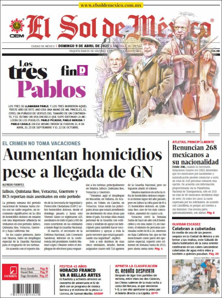 Portada de El Sol de México (México)