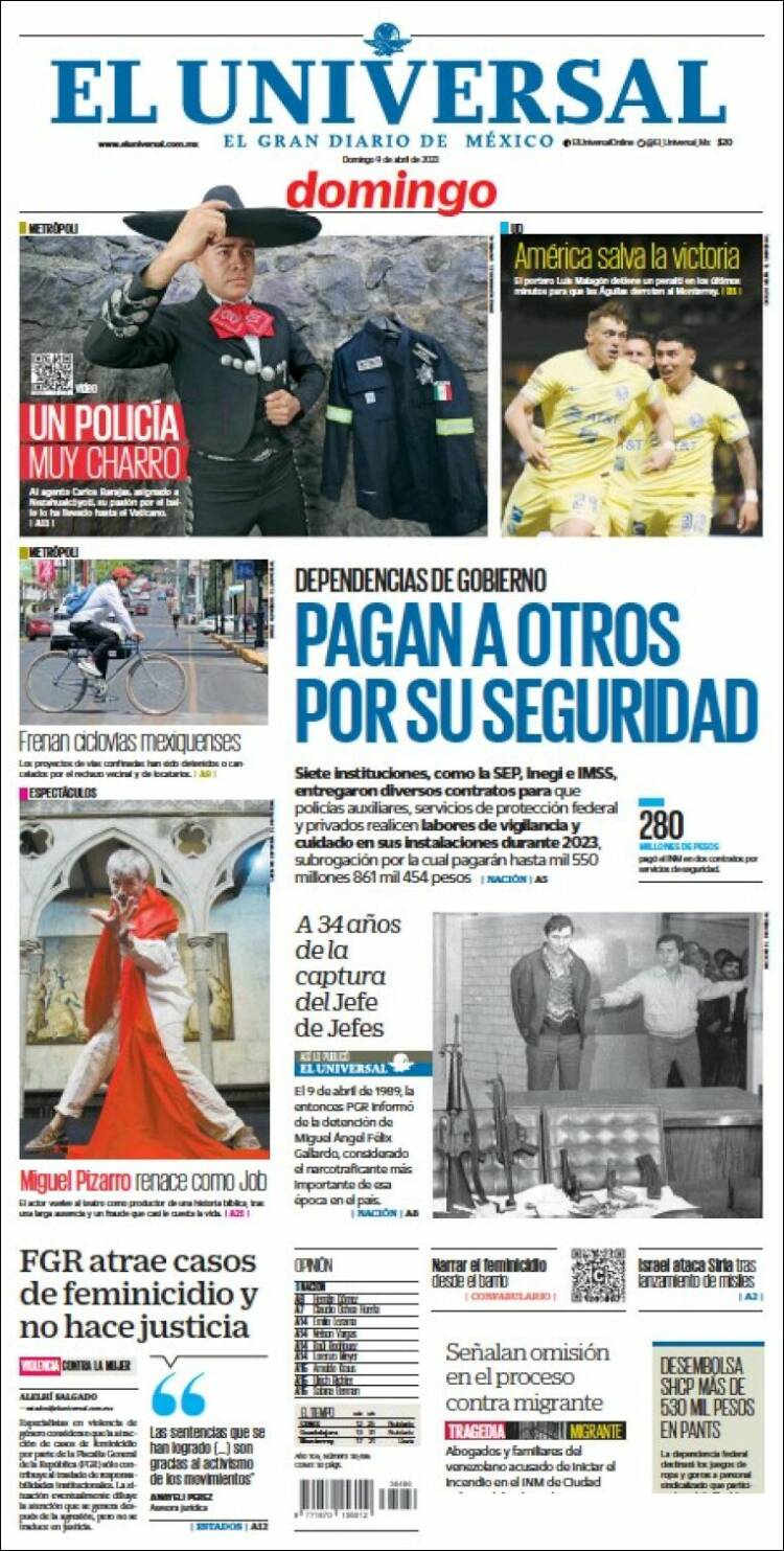Portada de El Universal (México)
