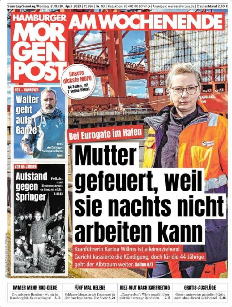 Portada de Hamburger Morgenpost (Alemania)