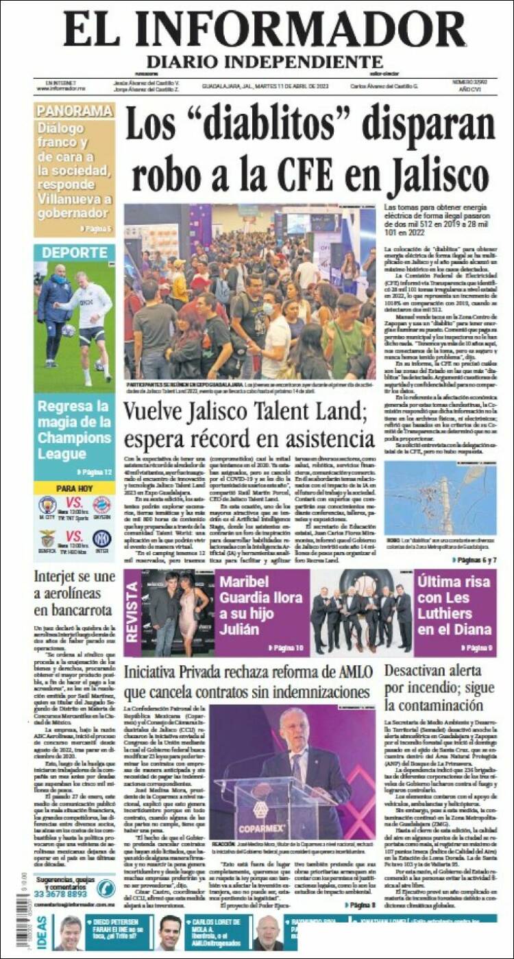 Portada de El Informador (México)