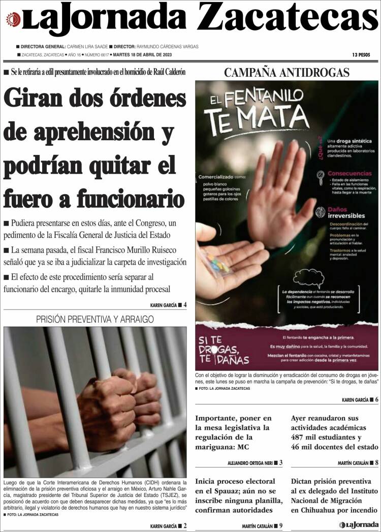 Portada de Jornada de Zacatecas (México)