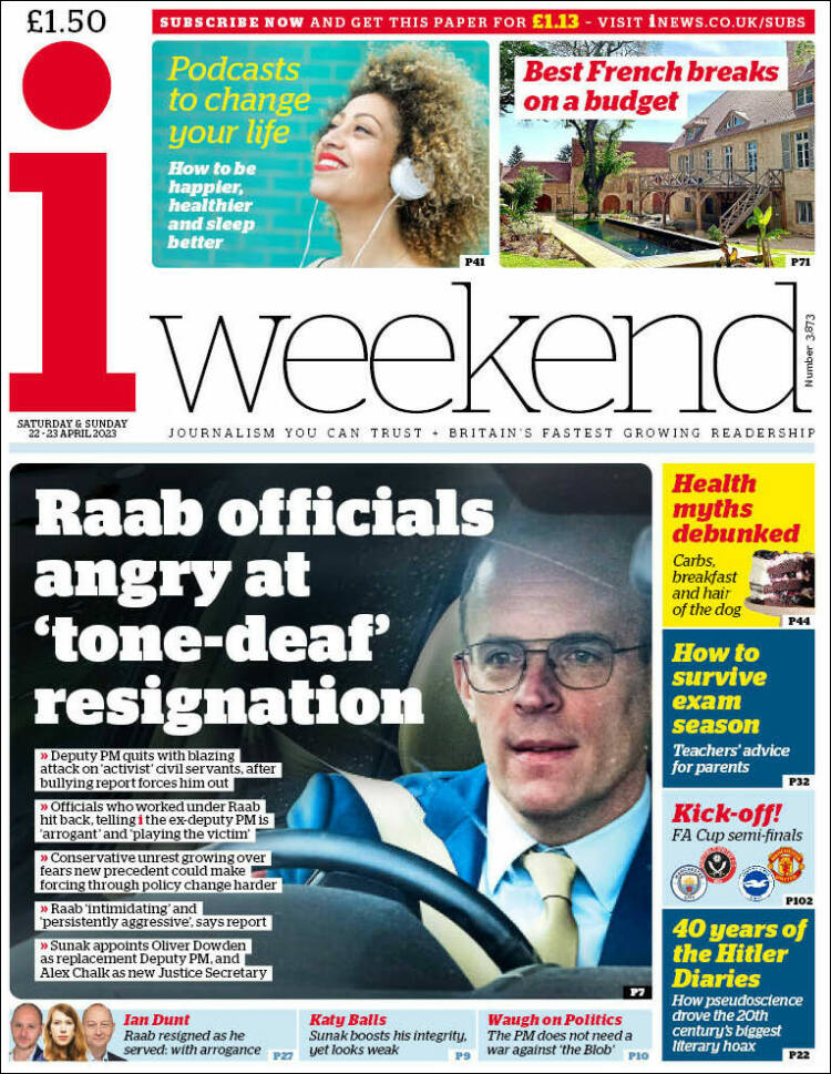 Portada de The i (Reino Unido)