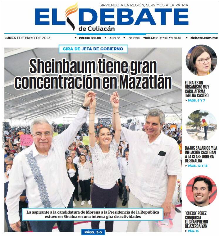 Portada de El Debate de Culiacán (México)