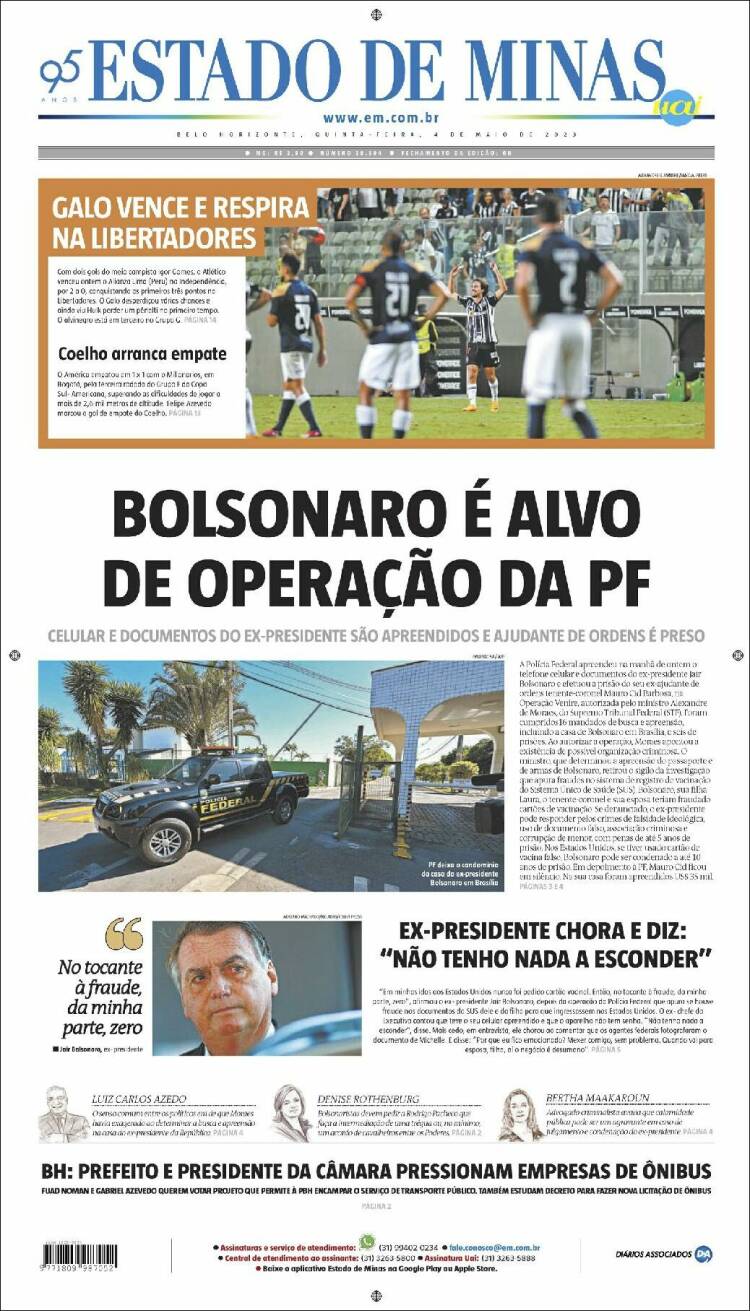 Portada de Jornal Estado de Minas (Brasil)