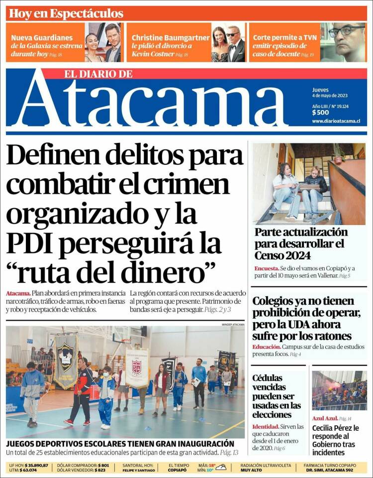 Portada de Diario de Atacama (Chile)
