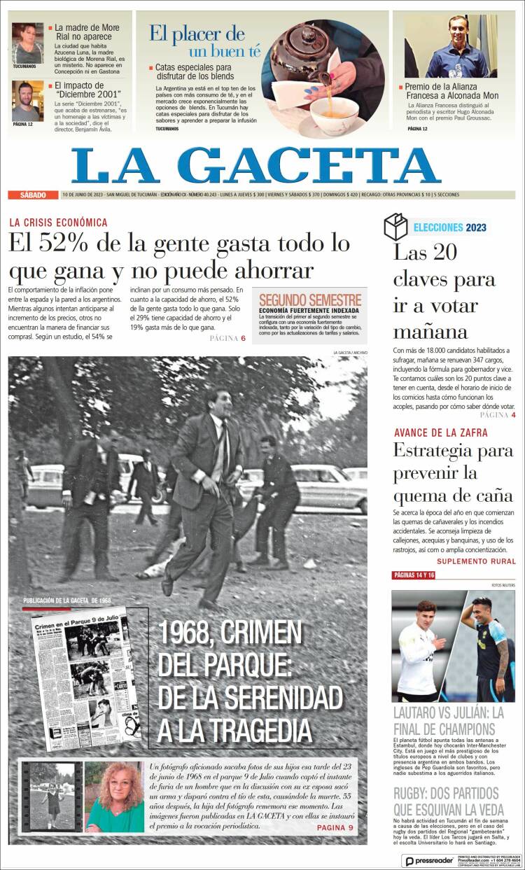 Portada de La Gaceta (Argentina)
