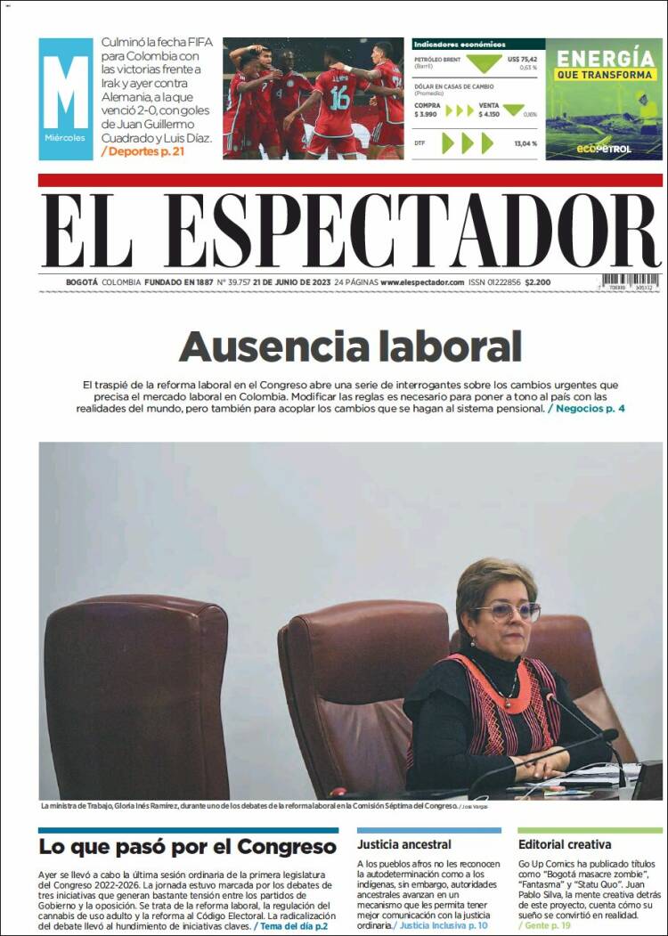 Periódico El Espectador Colombia Periódicos de Colombia Edición de