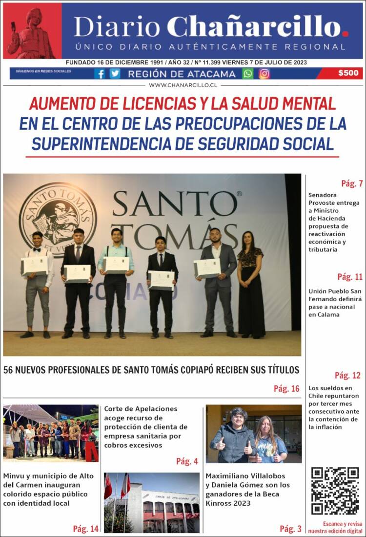 Portada de Diario Chañarcillo (Chile)