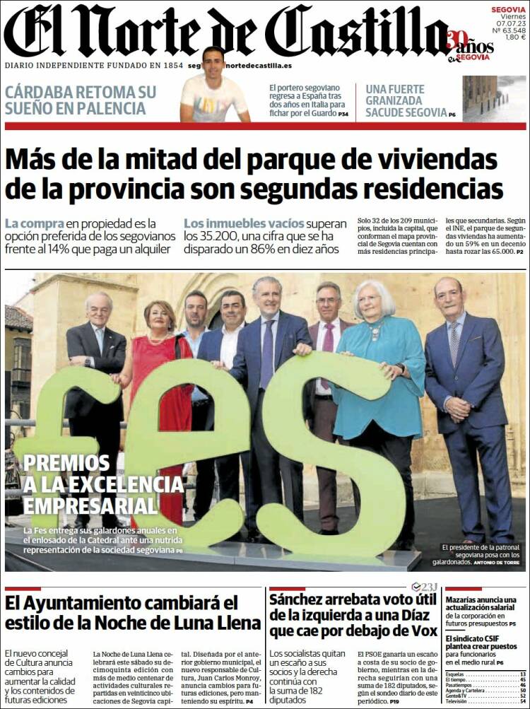 Portada de Norte de Castilla - Segovia (Spain)