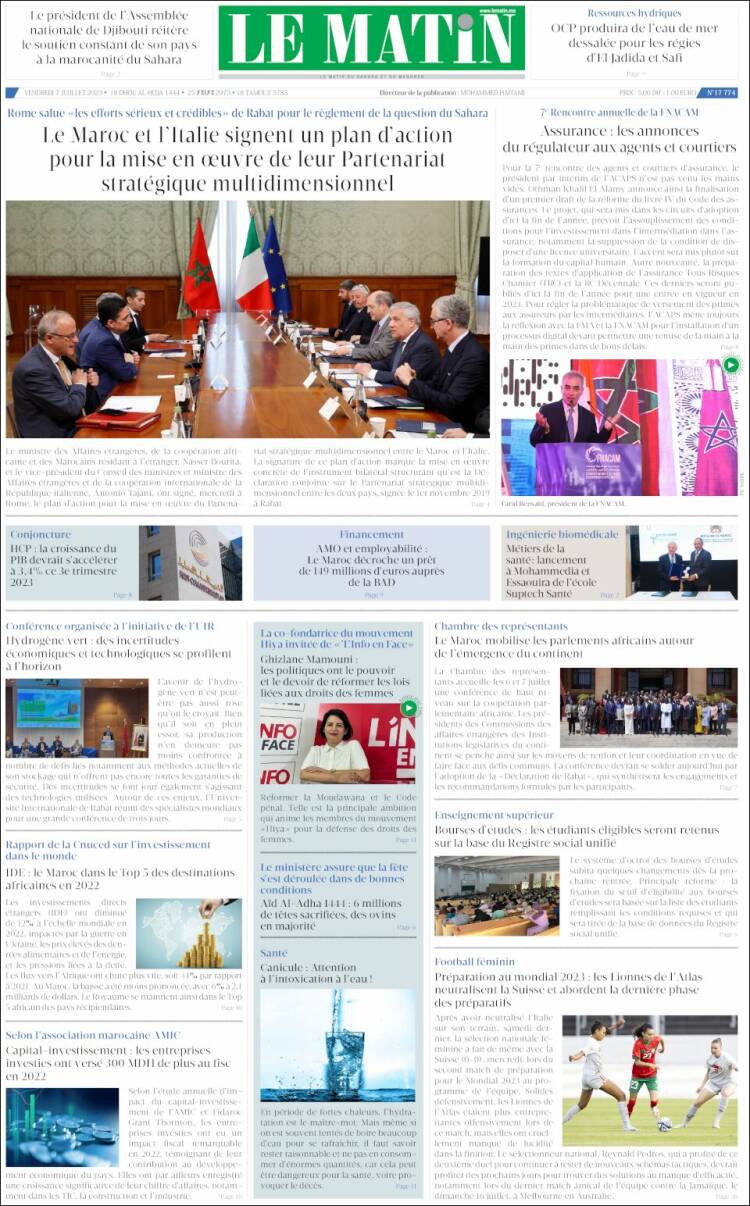 Portada de Le Matin (Morocco)