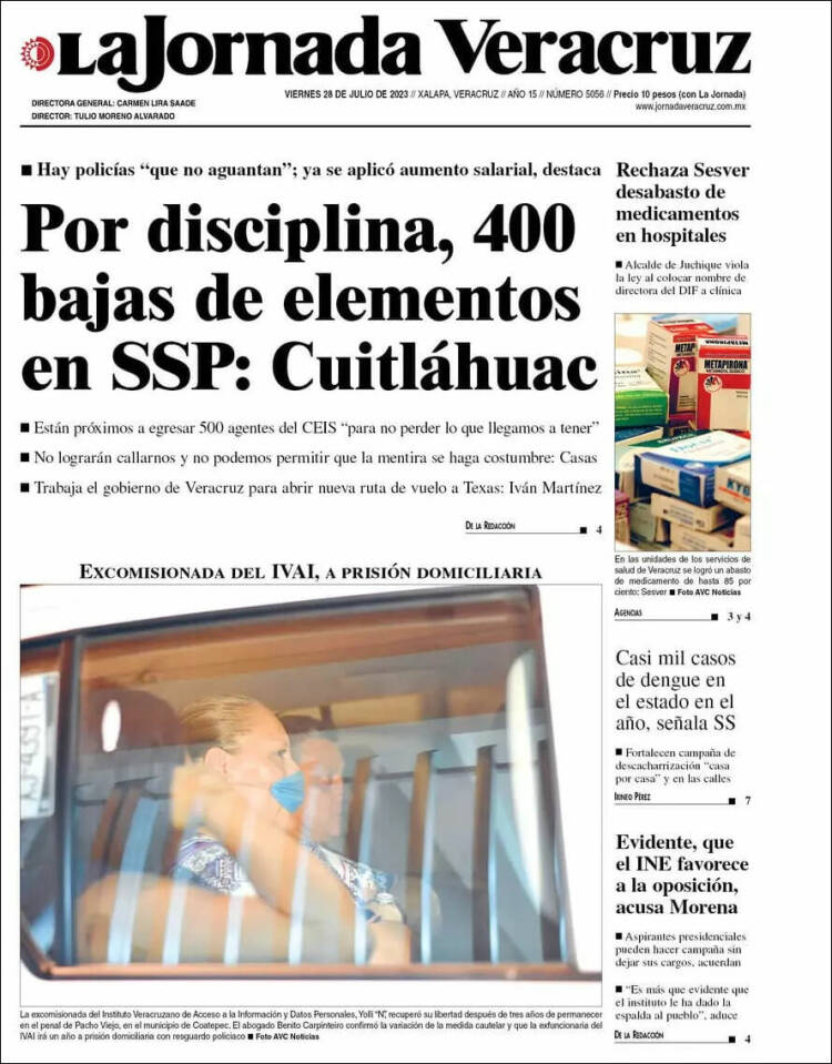 Portada de La Jornada Veracruz (México)