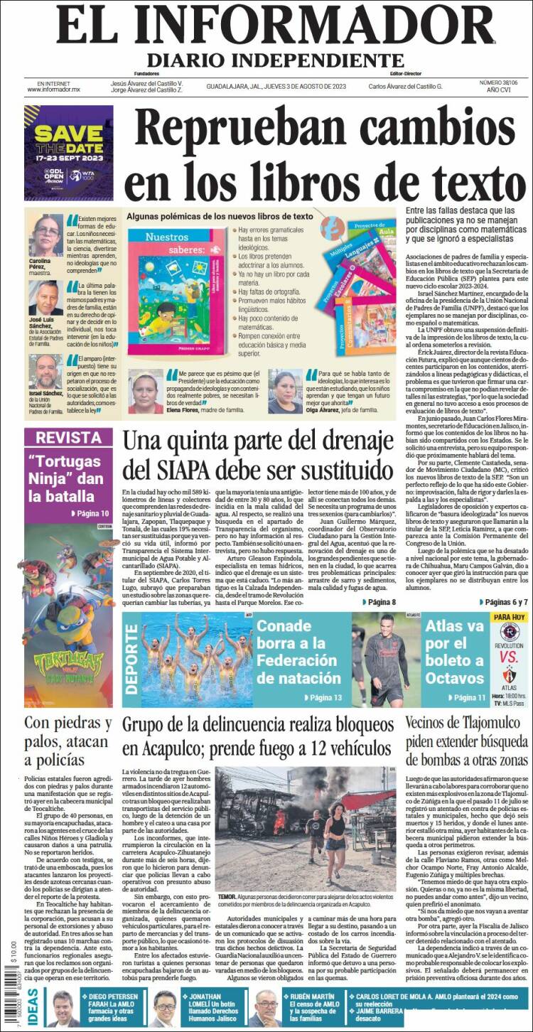 Portada de El Informador (México)