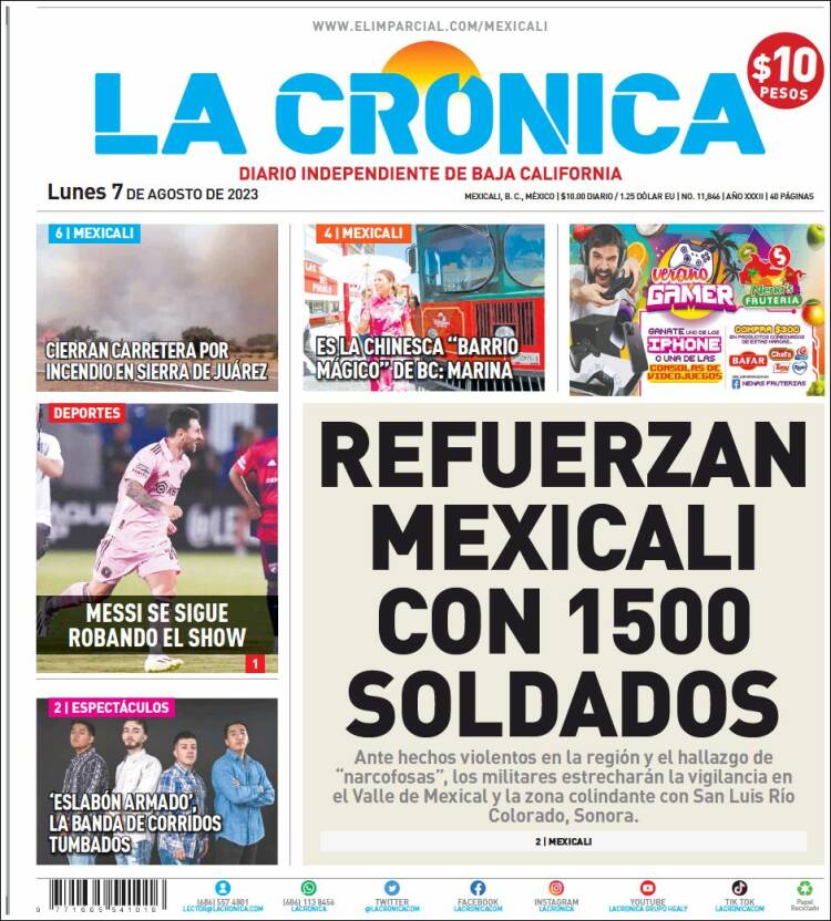Portada de La Crónica de Baja California (México)