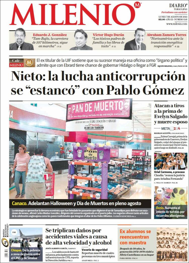 Portada de Milenio - Tamaulipas (México)