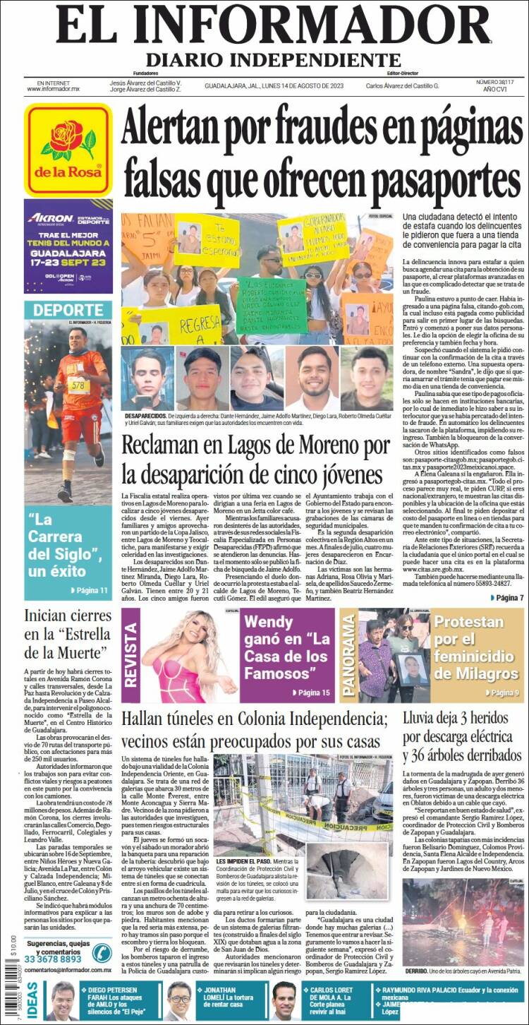 Portada de El Informador (México)