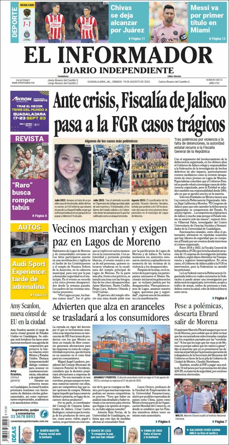 Portada de El Informador (México)