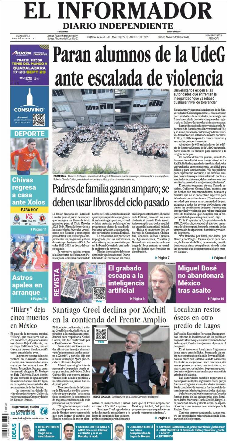 Portada de El Informador (México)