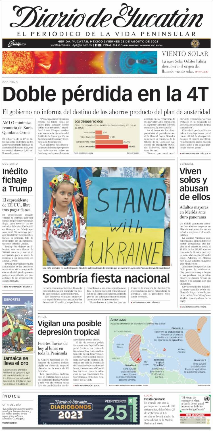 Portada de Diario de Yucatán (México)