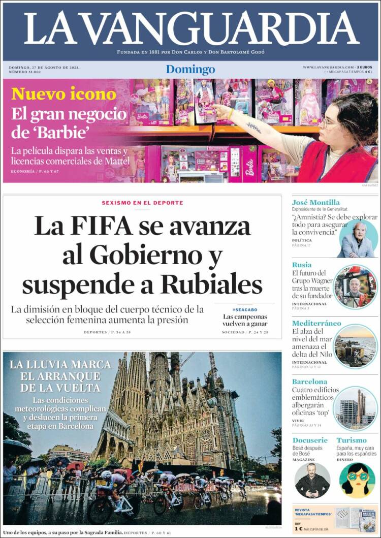 Portada de La Vanguardia (España)