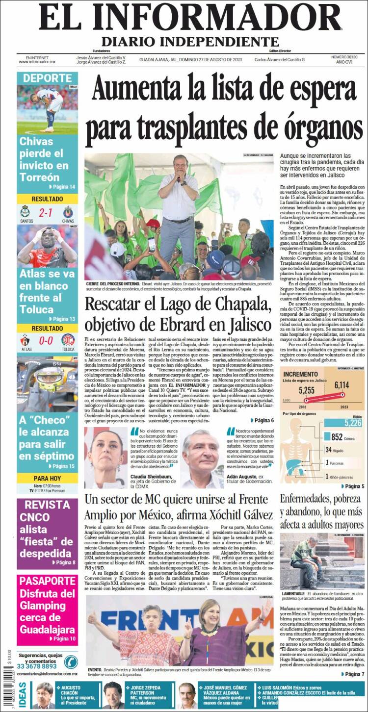 Portada de El Informador (México)