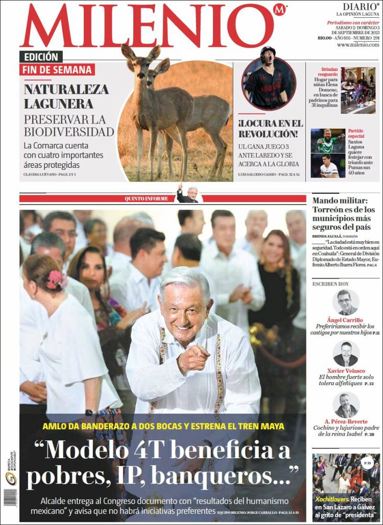 Portada de Milenio - Laguna (México)