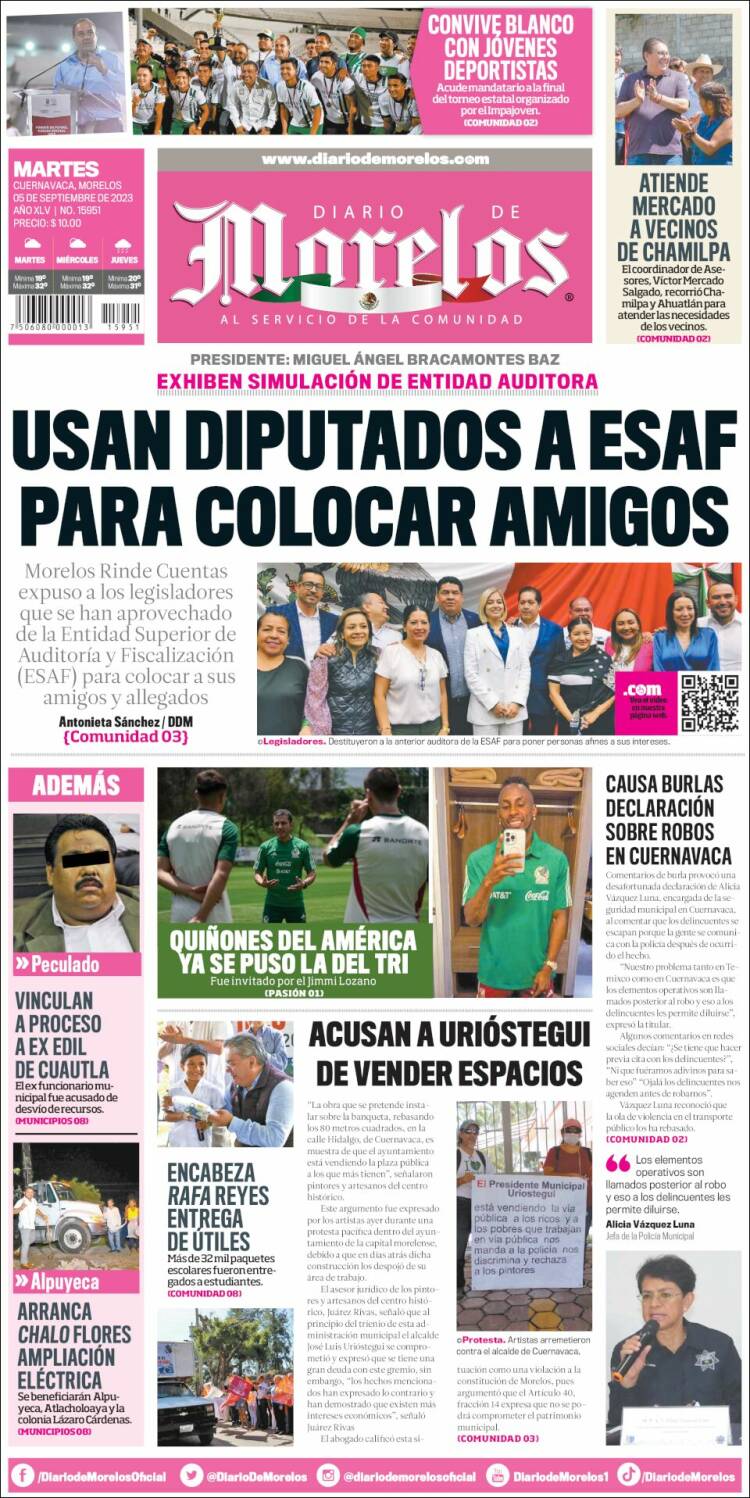 Portada de Diario de Morelos (México)