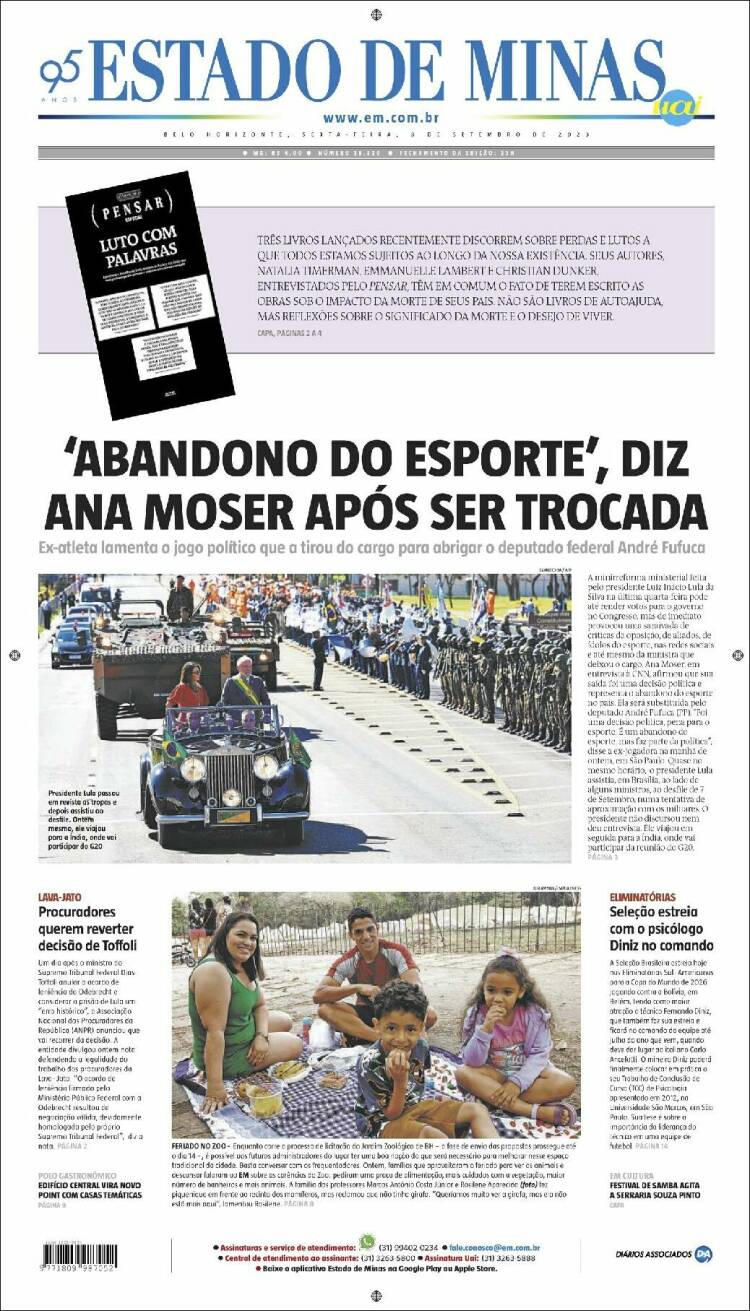 Portada de Jornal Estado de Minas (Brasil)