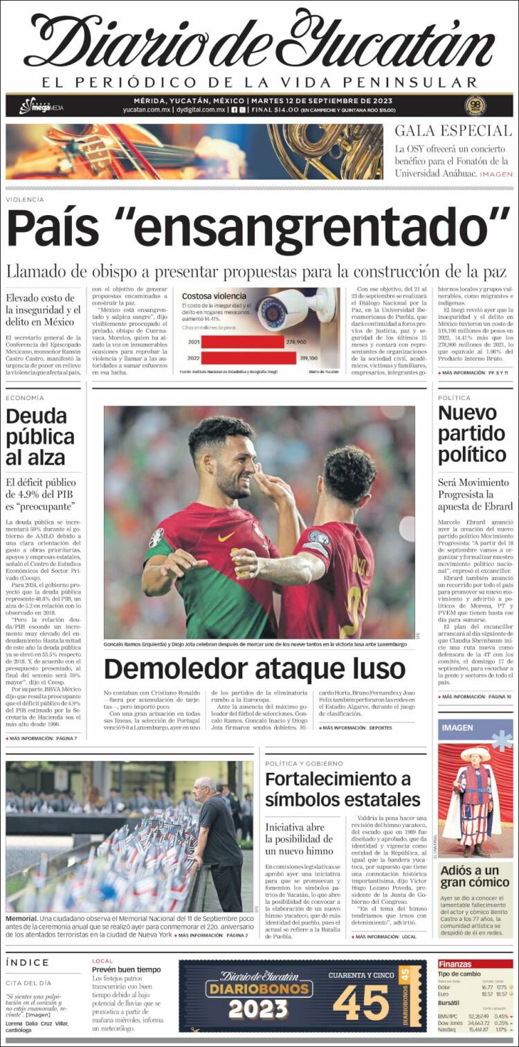 Portada de Diario de Yucatán (México)